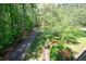 Landscaped front yard featuring a winding driveway leading to a private wooded lot at 3141 Burnt Hickory Nw Rd, Marietta, GA 30064