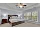 Serene main bedroom with a tray ceiling, large windows, and neutral colors at 3870 Cabalzar St, Cumming, GA 30040