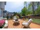 Charming outdoor deck with comfortable wicker furniture and views of lush backyard at 648 Gold Valley Pass, Canton, GA 30114