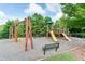 Community playground with swings, slides, climbing area, benches, and wood mulch surfacing at 6414 Blue Water Dr, Buford, GA 30518