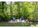Backyard fire pit provides an ideal outdoor relaxation spot with wooded views at 6005 Cherecobb Ln, Woodstock, GA 30188