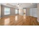 Bright main bedroom with hardwood floors, trey ceilings, and a ceiling fan at 4512 Terret Nw Trce, Acworth, GA 30101