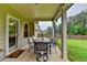Covered patio featuring an outdoor dining area with a table and chairs at 3419 Mulberry Cove Way, Auburn, GA 30011