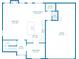 Detailed floor plan of the first floor highlighting the kitchen, living room, and dining area at 3419 Mulberry Cove Way, Auburn, GA 30011