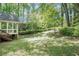 Green backyard with landscaping around the sunroom of the home at 1373 Janice Sw Ct, Lilburn, GA 30047