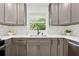 Updated kitchen featuring gray cabinetry, quartz countertops, stainless steel appliances and a bright window at 1737 Briarlake Cir, Decatur, GA 30033