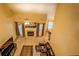 Lofted view of the living room with fireplace, cathedral ceiling, and an open floor plan at 1670 Cooper Lakes Dr, Grayson, GA 30017