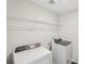 A fully-equipped laundry room with modern, white, side-by-side washer and dryer at 1270 Firefly Field Trce, Lawrenceville, GA 30045