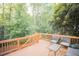 Wooden deck with seating area overlooking tall trees and backyard landscaping at 2019 Chelton Se Way, Smyrna, GA 30080