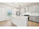Modern kitchen with stainless steel appliances, large island, and stylish gray cabinets at 4690 Hemingway Trl, Cumming, GA 30041
