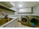 Well-appointed laundry room with modern washer and dryer, cabinetry, and countertop at 2673 Rainbow Forest Dr, Decatur, GA 30034
