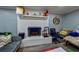 Cozy living room with whitewashed brick fireplace and unique decor at 2673 Rainbow Forest Dr, Decatur, GA 30034