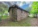 Side and rear exterior view of brick home showing trim and basement entry at 9186 Puckett St, Covington, GA 30014