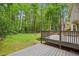 Back deck with seating, fire pit, and lush green surroundings, great for relaxation at 1520 N Milford Creek Sw Ln, Marietta, GA 30008