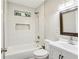 Recently updated bathroom featuring modern tile accents, a large tub, and a vanity at 3417 Glen Rd, Decatur, GA 30032