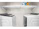 Laundry room features a white shelf, a washing machine, and a dryer at 41 Jessica Ln, Dallas, GA 30157