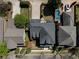 Aerial view of a home, showing a backyard pool and well-manicured landscaping at 9988 Devonshire St, Douglasville, GA 30135