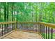 Wooden balcony deck overlooking a lush wooded backyard at 2633 Jonesboro Rd, Fairburn, GA 30213