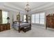 Primary bedroom with a four poster bed, tray ceilings, and natural light at 6050 Eagle Close Ln, Sugar Hill, GA 30518