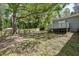 Landscaped backyard featuring mature trees and privacy fence at 1545 Orlando Sw St, Atlanta, GA 30311