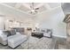 Open-concept living room with hardwood floors flowing into a kitchen and breakfast nook for easy entertaining at 3220 Montebello Pkwy, Cumming, GA 30028