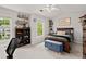 Comfortable bedroom with lots of natural light, space for work and play, and ample shelving at 3065 Camden Way, Alpharetta, GA 30005