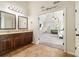 Double sink bathroom leading into the main bedroom at 640 Parkside Place Dr, Mcdonough, GA 30253