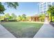 Expansive green space with well maintained lawn and covered patio perfect for outdoor gatherings at 1820 Peachtree Nw St # 1008, Atlanta, GA 30309