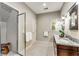 Bathroom with double sinks, granite countertops and walk in shower at 2287 Armand Ne Rd, Atlanta, GA 30324