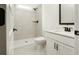 A modern bathroom with a step-in shower, vanity and white cabinets at 1518 Gatekeeper Ter, Marietta, GA 30066