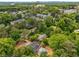 Aerial view of the home with lush trees and a glimpse of the city skyline in the distance at 3154 N Druid Hills Rd, Decatur, GA 30033