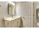 Bathroom with a modern vanity with a white marble countertop at 4061 Preserve Trl, Snellville, GA 30039