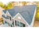 Aerial view highlighting the brick facade, windows, and roof of this two-story home at 4061 Preserve Trl, Snellville, GA 30039