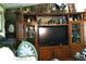 Living room with a large entertainment center and interesting decor items at 31 Dogwood Nw Ln, Cartersville, GA 30121
