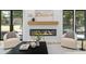 Living room featuring modern fireplace, comfortable seating, and plenty of natural light at 4785 Longchamps Dr, Sandy Springs, GA 30319