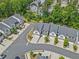 Aerial view of the neighborhood showcasing well-maintained homes and landscaped common areas at 1385 Vayda Ct, Marietta, GA 30066