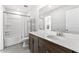 Bathroom with tile floor, shower with tub, and a vanity with white sink and counter at 1385 Vayda Ct, Marietta, GA 30066