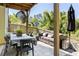 The covered patio with a dining table, seating, and shade offers a relaxing outdoor space at 1984 Yellow Finch Se Trl, Atlanta, GA 30316