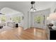 Inviting living room boasts hardwood floors, ample natural light and a seamless open floorplan at 3915 Ivy Ne Rd, Atlanta, GA 30342