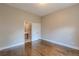 Bedroom features hardwood floors with an entrance to the bathroom at 683 Pryor Sw St # C, Atlanta, GA 30315