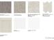 Selection of interior design materials, including flooring, carpets, tile, cabinet door, and countertops at 3321 Burkston Pl, Buford, GA 30519
