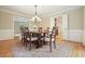 Formal dining room featuring hardwood floors, a chandelier, and classic wainscoting at 210 Malvern Pl, Roswell, GA 30076
