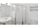 Clean, well-lit bathroom with a modern glass-enclosed shower and pedestal sink at 1820 Lyon Sw Ave, Atlanta, GA 30331