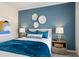 Comfortable bedroom featuring an accent wall, a large window and coordinated furnishings at 26 Kensington St, Kingston, GA 30145