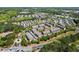 Expansive aerial view of a community with lush green spaces, mature trees, and a variety of residential buildings at 4236 Tacoma Trce, Suwanee, GA 30024