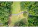 Aerial view of a winding road in the park surrounded by trees and grass at 4236 Tacoma Trce, Suwanee, GA 30024