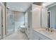 Modern bathroom with soaking tub, glass shower, and sleek vanity at 1304 Six Sisters St, Dacula, GA 30019