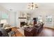 Inviting living room featuring a fireplace, vaulted ceilings and lots of natural light at 142 Jaime Dr, Canton, GA 30114