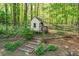 Charming playhouse in the backyard surrounded by lush greenery and a cute staircase at 3627 Pebble Hill Ne Dr, Marietta, GA 30062
