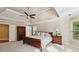 The main bedroom features a tray ceiling, carpet, and natural light at 470 W Magnolia Cir, Johns Creek, GA 30005